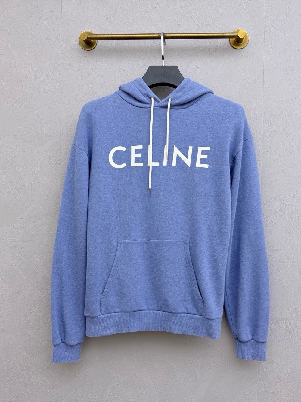 Celine Heather Blue Logo Pullover Hoodie